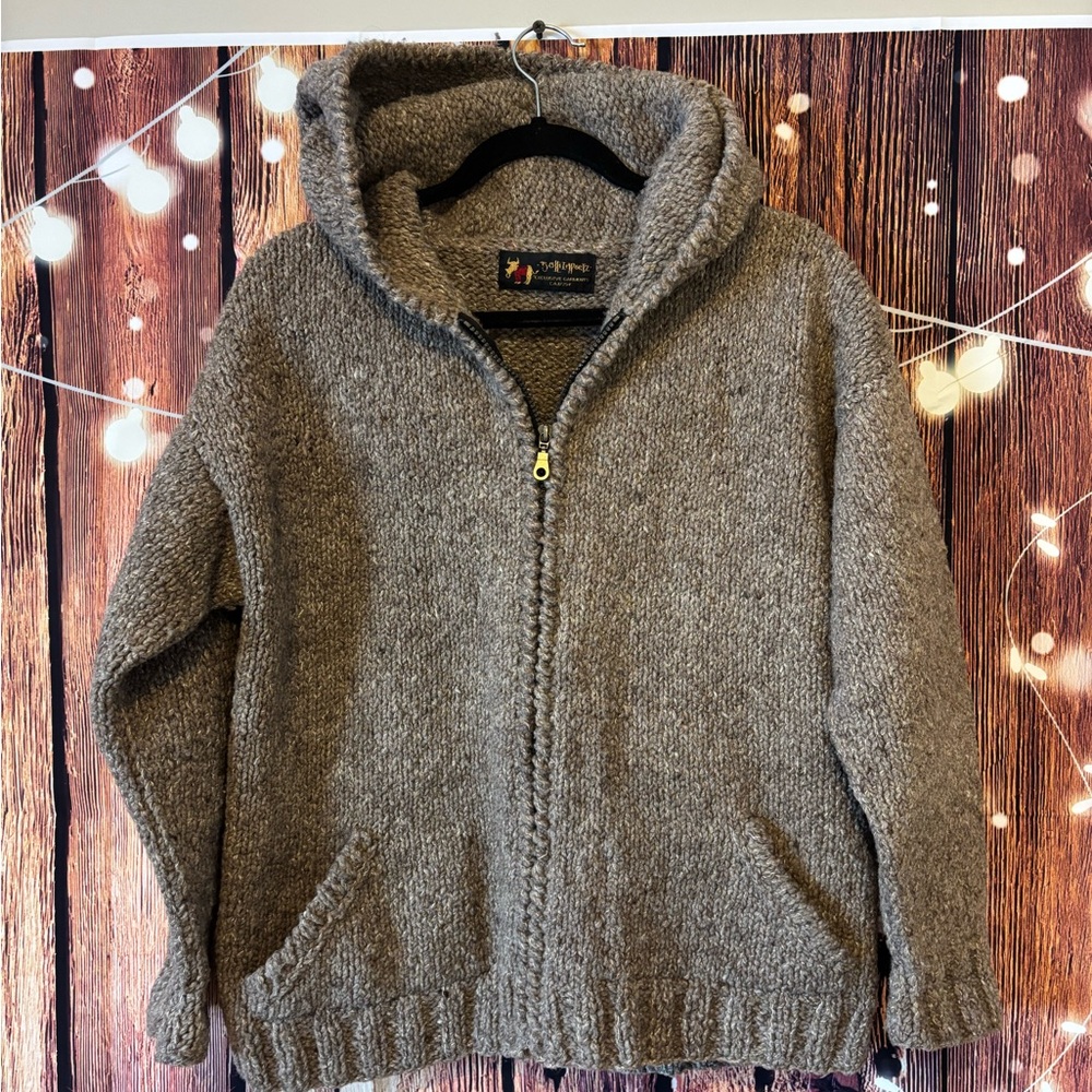 Bolli Imports Hooded Chunky 100% Wool Jacket - Beige